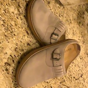 German made grey suede leather Haflinger clogs size 10/41.